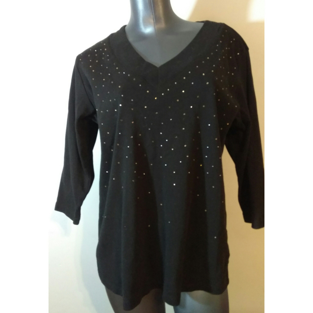 Black 3/4 sleeve Cotton Sweater